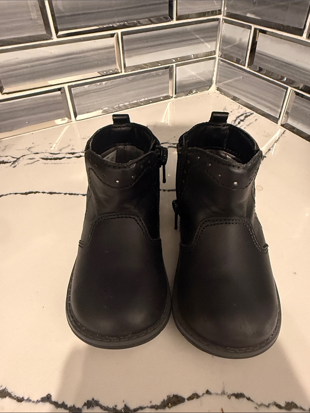 Stride Rite Black Girls Ankle Zip Boots with Stud Detail